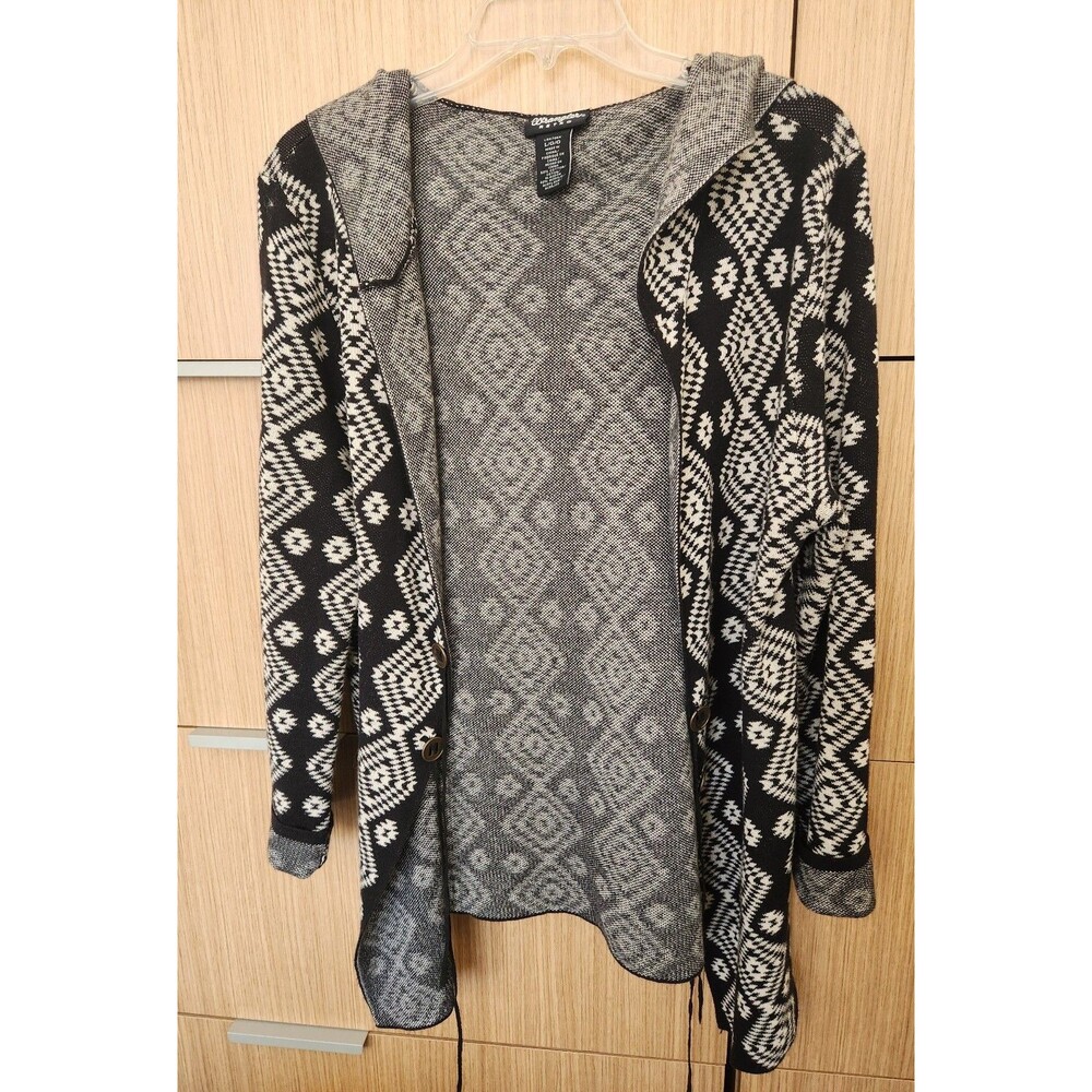 Wrangler Retro Women's Aztec Print Open Cardigan Black & White Colorway Size L